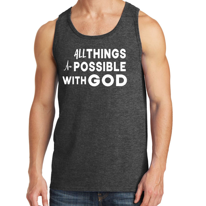 Mens Fitness Tank Top Graphic T-shirt All Things are Possible with God - Mens