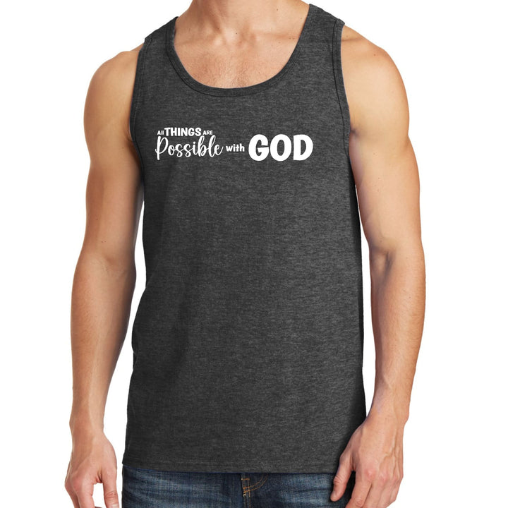 Mens Fitness Tank Top Graphic T-shirt All Things are Possible with God - Mens