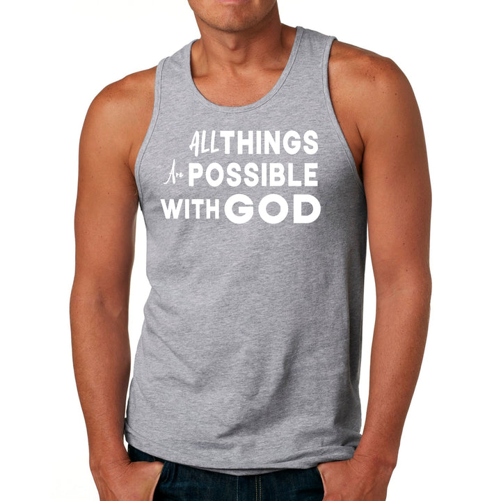 Mens Fitness Tank Top Graphic T-shirt All Things are Possible with God - Mens