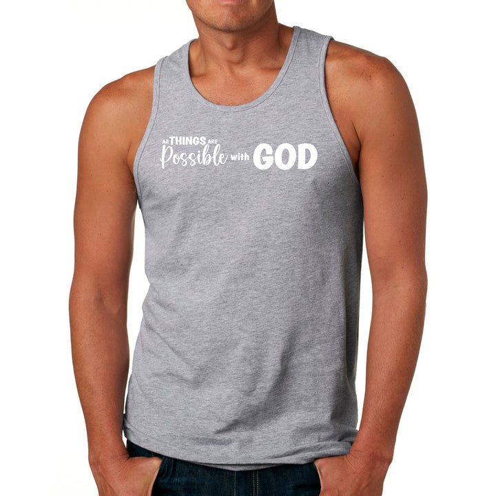 Mens Fitness Tank Top Graphic T-shirt All Things are Possible with God - Mens