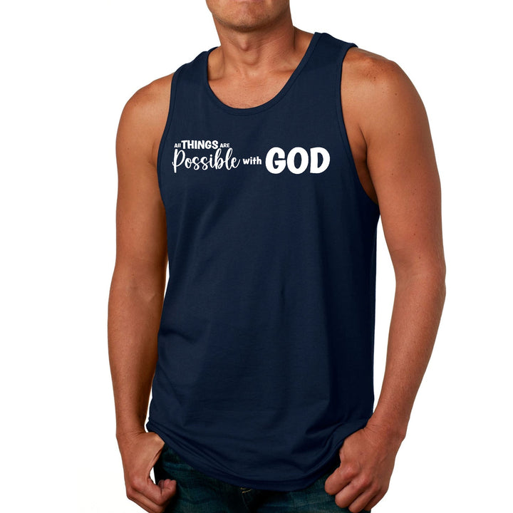 Mens Fitness Tank Top Graphic T-shirt All Things are Possible with God - Mens