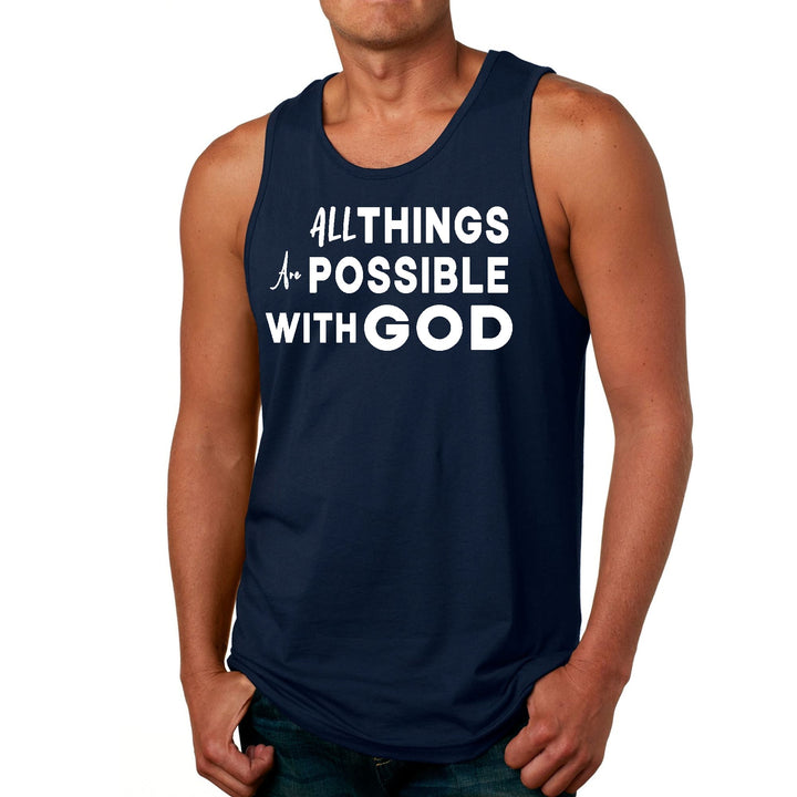 Mens Fitness Tank Top Graphic T-shirt All Things are Possible with God - Mens