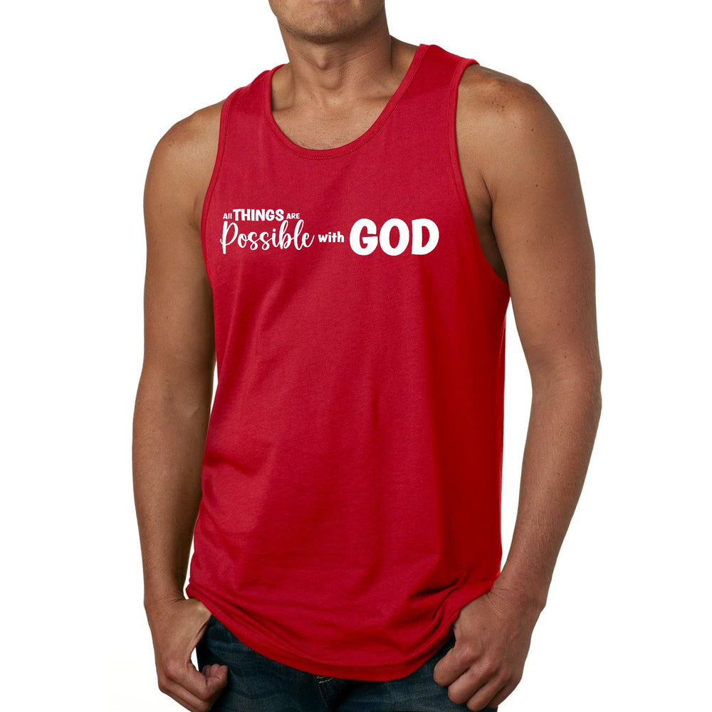 Mens Fitness Tank Top Graphic T-shirt All Things are Possible with God - Mens