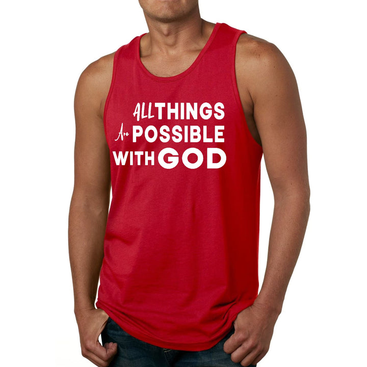 Mens Fitness Tank Top Graphic T-shirt All Things are Possible with God - Mens