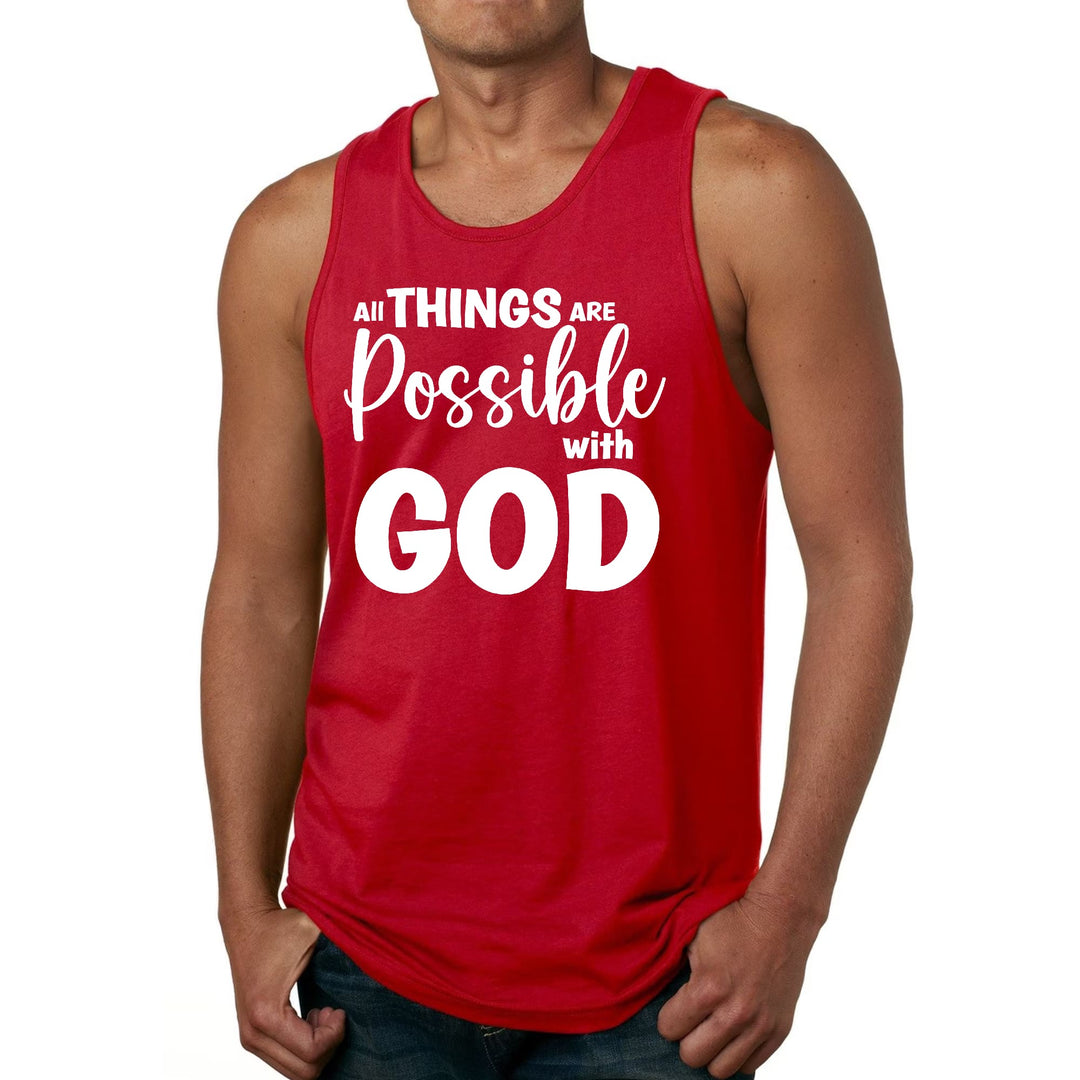 Mens Fitness Tank Top Graphic T-shirt All Things are Possible with God - Mens