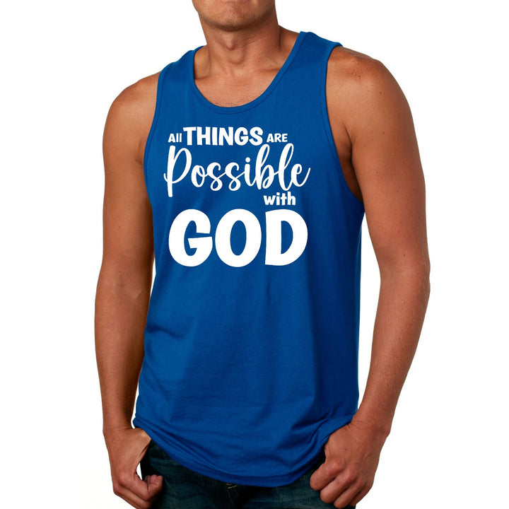 Mens Fitness Tank Top Graphic T-shirt All Things are Possible with God - Mens