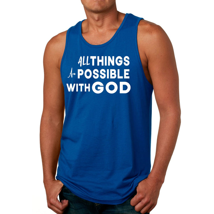 Mens Fitness Tank Top Graphic T-shirt All Things are Possible with God - Mens