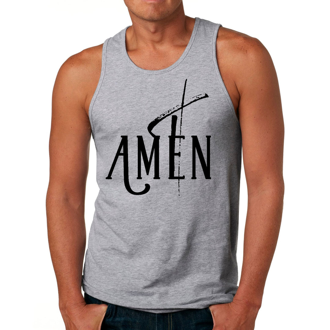 Mens Fitness Tank Top Graphic T-shirt Amen Black Print - Mens | Tank Tops