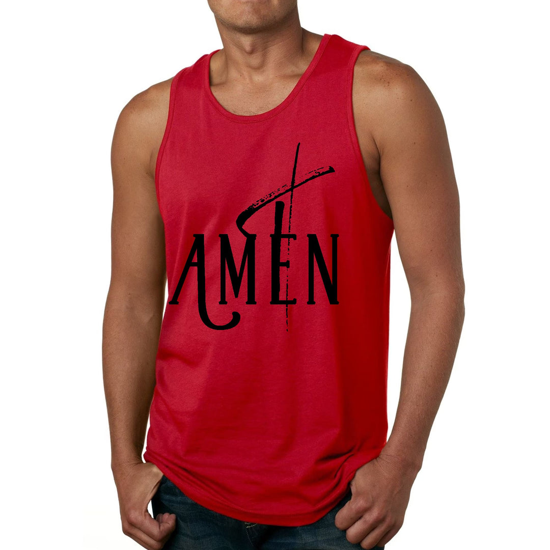 Mens Fitness Tank Top Graphic T-shirt Amen Black Print - Mens | Tank Tops