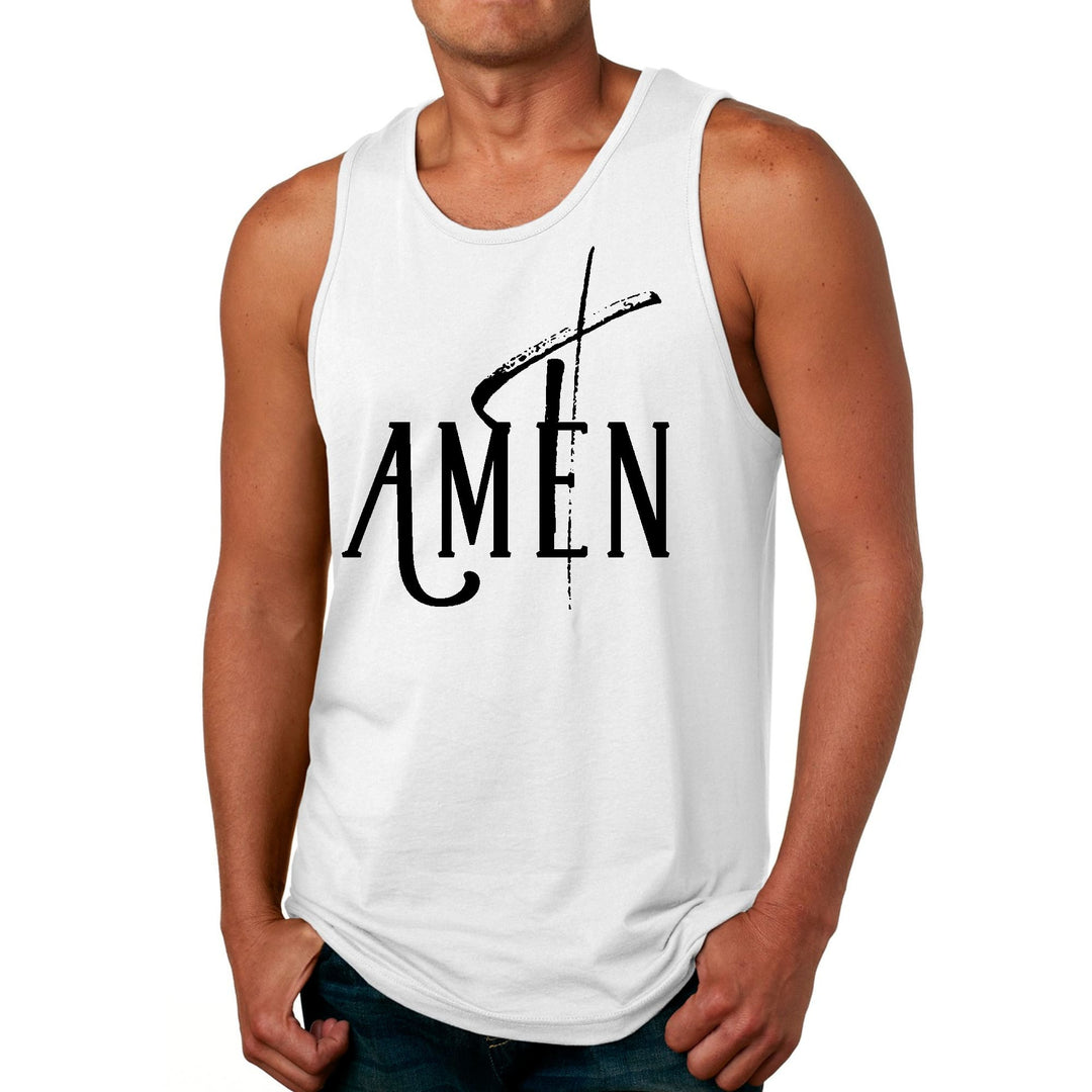 Mens Fitness Tank Top Graphic T-shirt Amen Black Print - Mens | Tank Tops