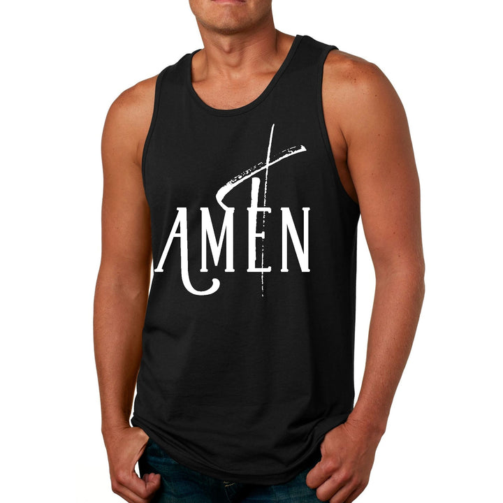 Mens Fitness Tank Top Graphic T-shirt Amen White Print - Mens | Tank Tops