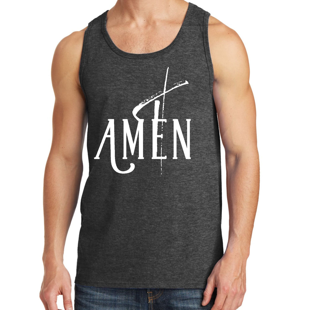 Mens Fitness Tank Top Graphic T-shirt Amen White Print - Mens | Tank Tops