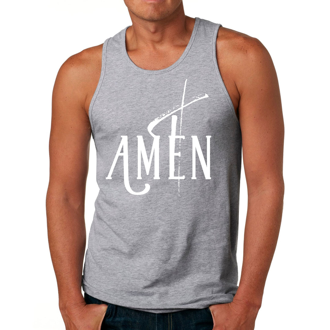 Mens Fitness Tank Top Graphic T-shirt Amen White Print - Mens | Tank Tops