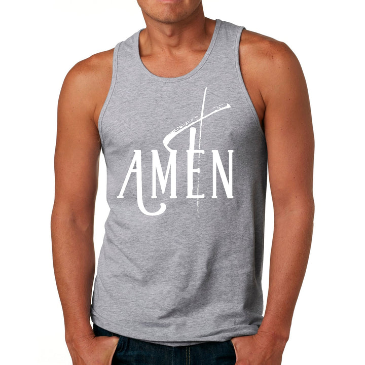 Mens Fitness Tank Top Graphic T-shirt Amen White Print - Mens | Tank Tops