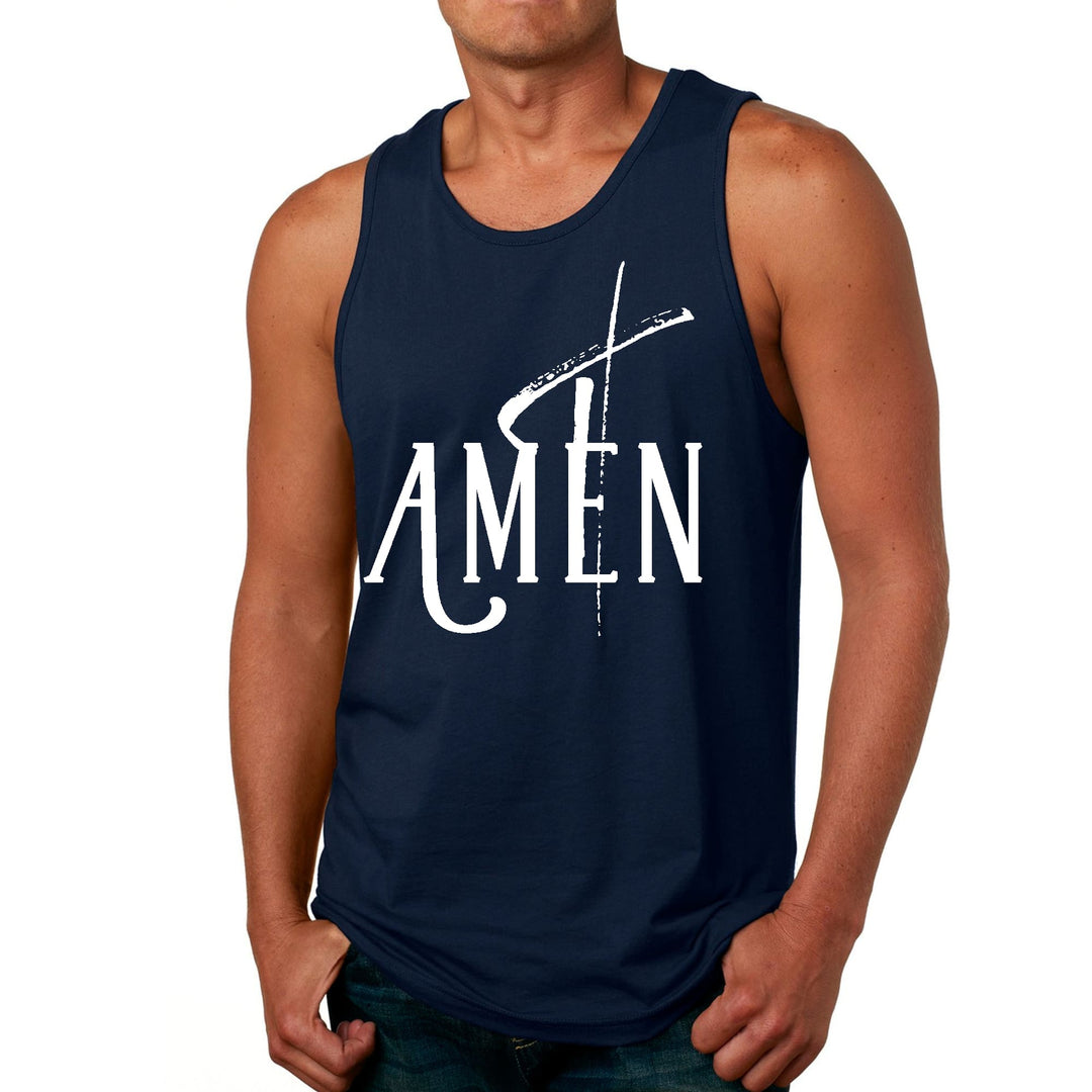 Mens Fitness Tank Top Graphic T-shirt Amen White Print - Mens | Tank Tops