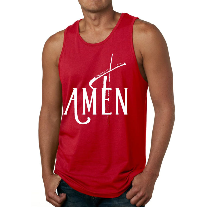 Mens Fitness Tank Top Graphic T-shirt Amen White Print - Mens | Tank Tops