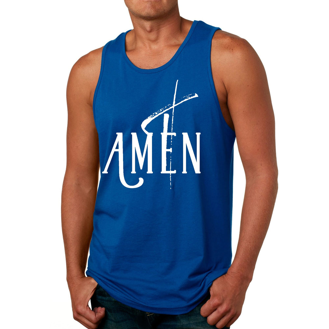 Mens Fitness Tank Top Graphic T-shirt Amen White Print - Mens | Tank Tops