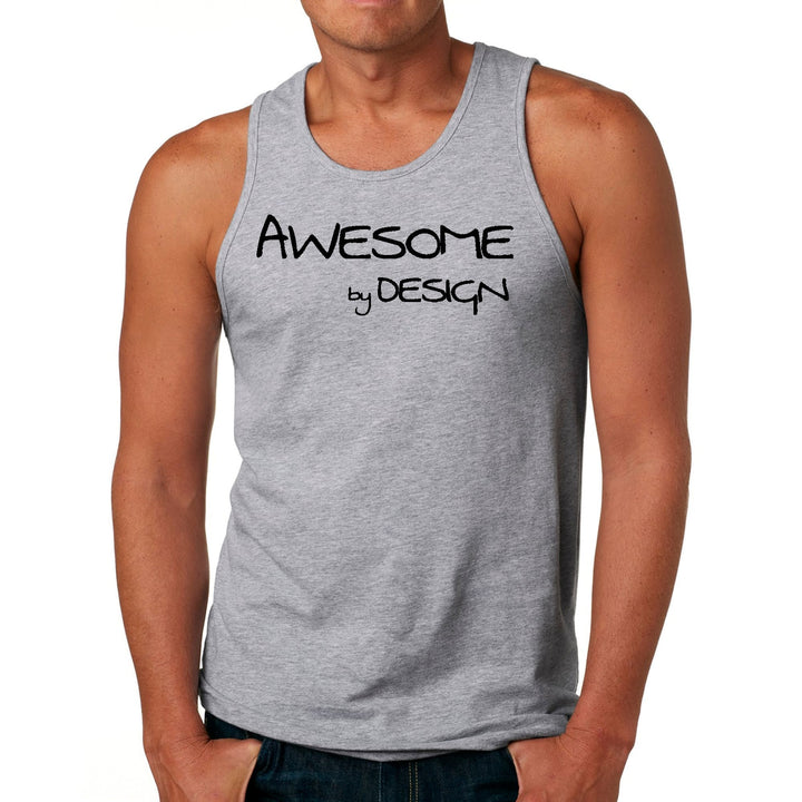 Mens Fitness Tank Top Graphic T-shirt Awesome by Design Black Print - Mens