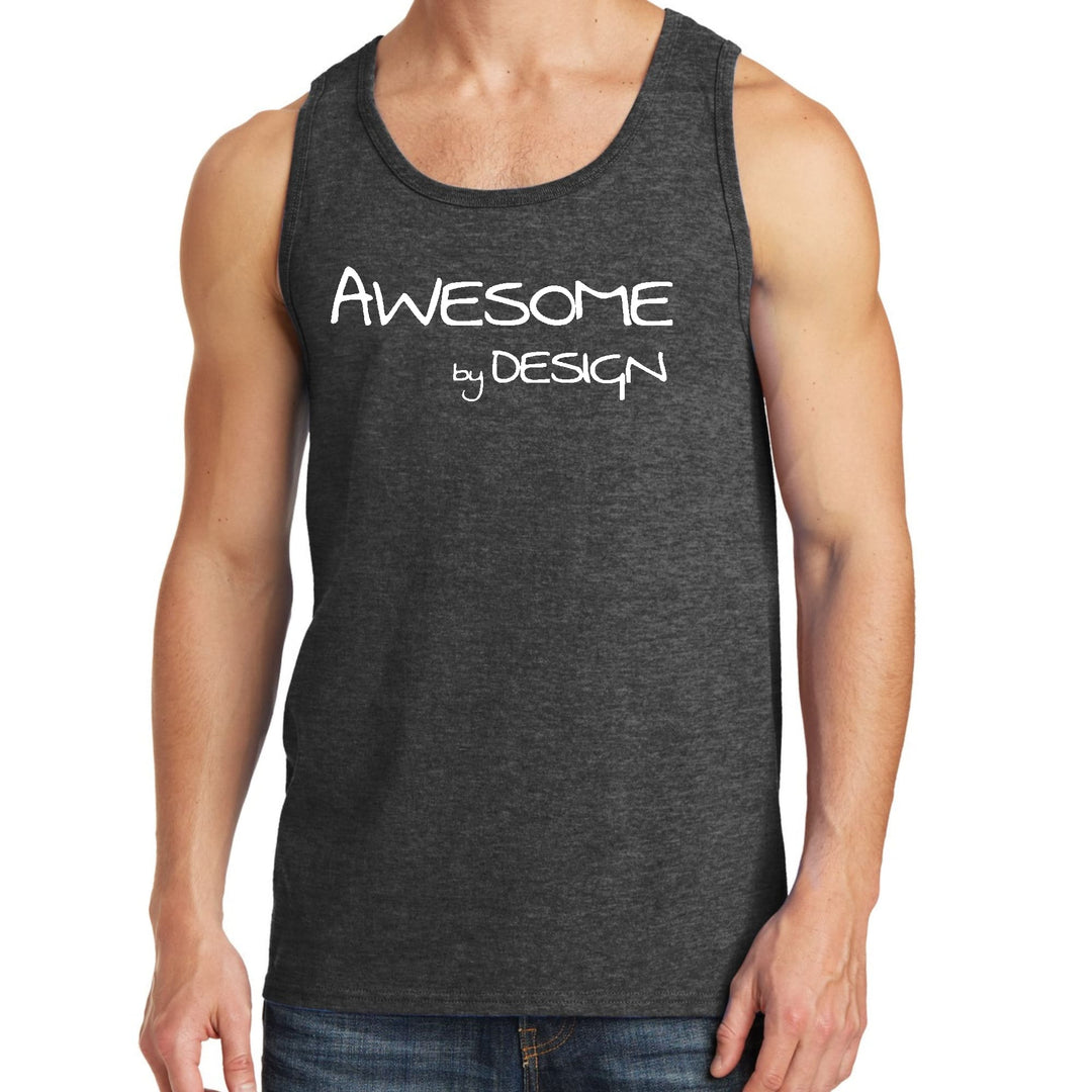 Mens Fitness Tank Top Graphic T-shirt Awesome by Design White Print - Mens