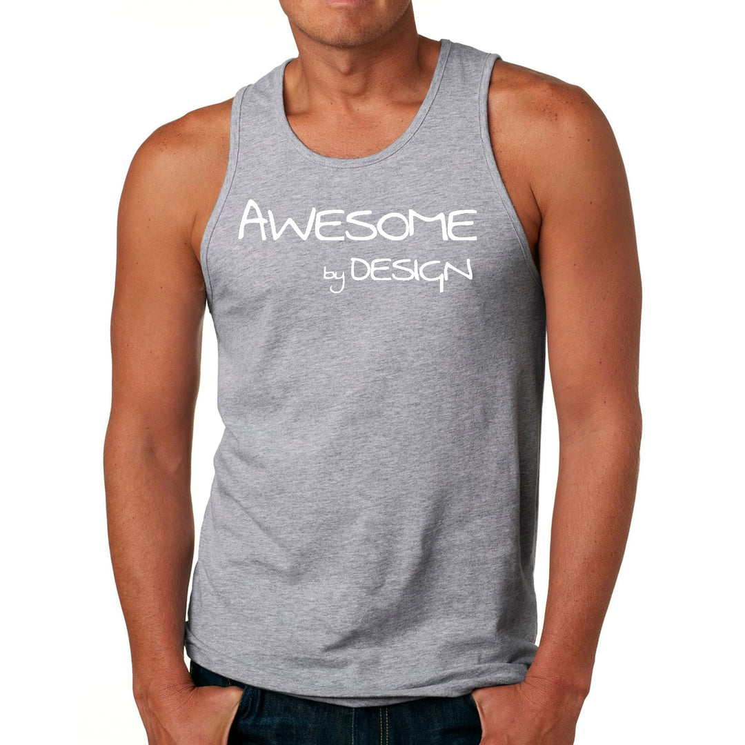 Mens Fitness Tank Top Graphic T-shirt Awesome by Design White Print - Mens