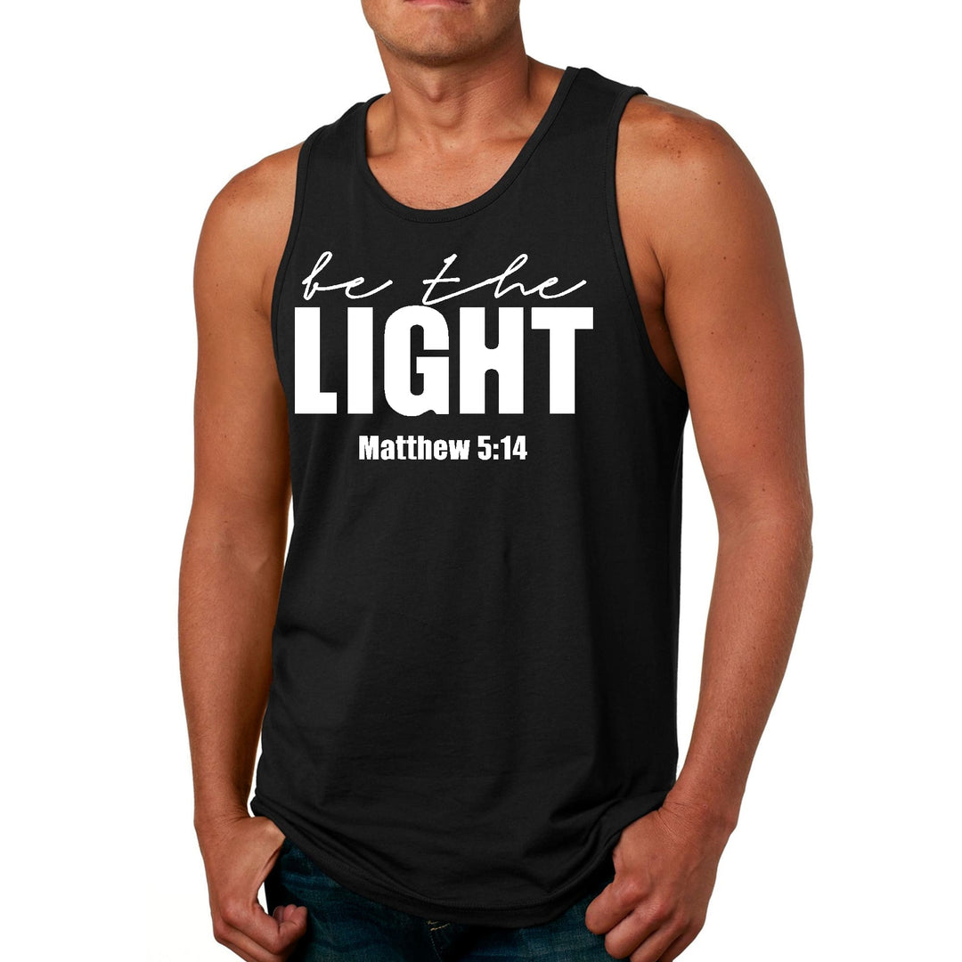 Mens Fitness Tank Top Graphic T-shirt be the Light Inspirational Art - Mens