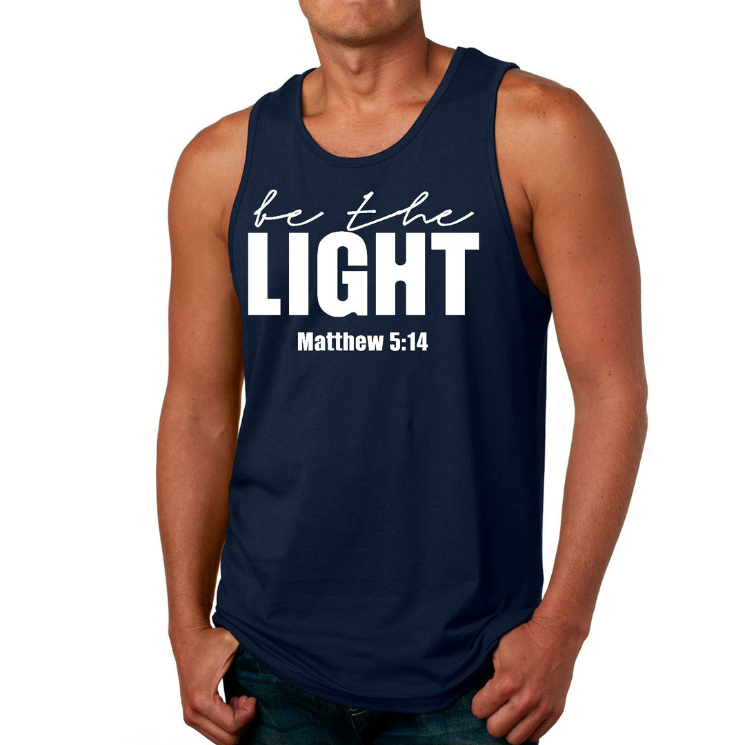 Mens Fitness Tank Top Graphic T-shirt be the Light Inspirational Art - Mens