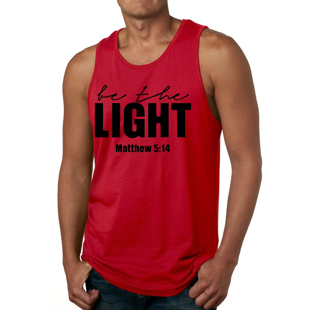 Mens Fitness Tank Top Graphic T-shirt be the Light Inspirational Art - Mens