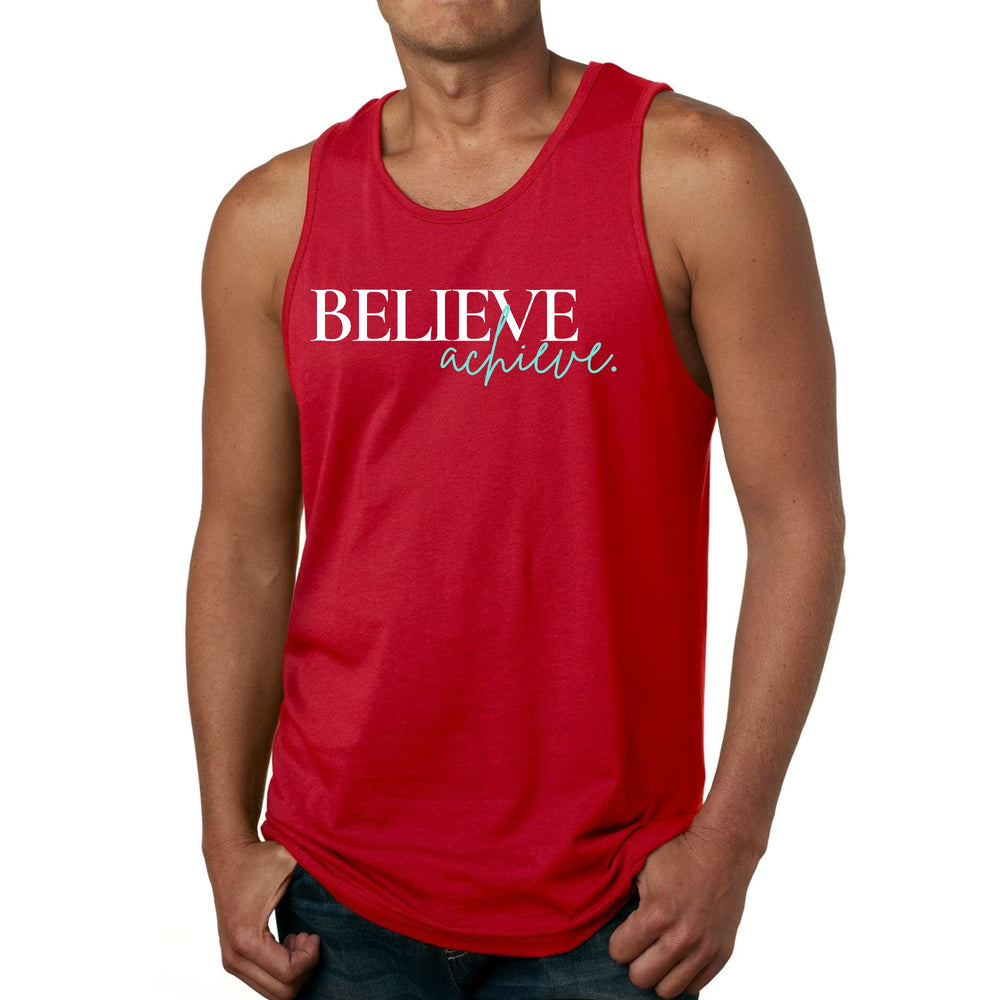 Mens Fitness Tank Top Graphic T-shirt Believe and Achieve - Mens | Tank Tops