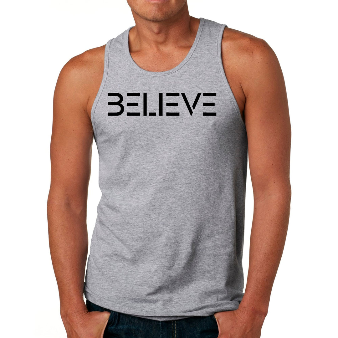 Mens Fitness Tank Top Graphic T-shirt Believe Black Print - Mens | Tank Tops