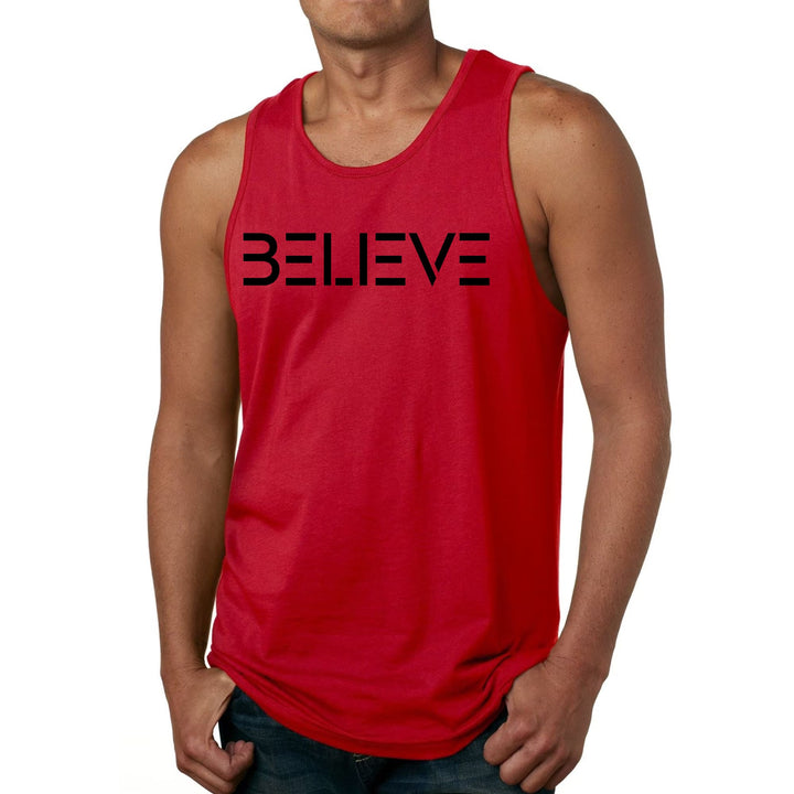 Mens Fitness Tank Top Graphic T-shirt Believe Black Print - Mens | Tank Tops