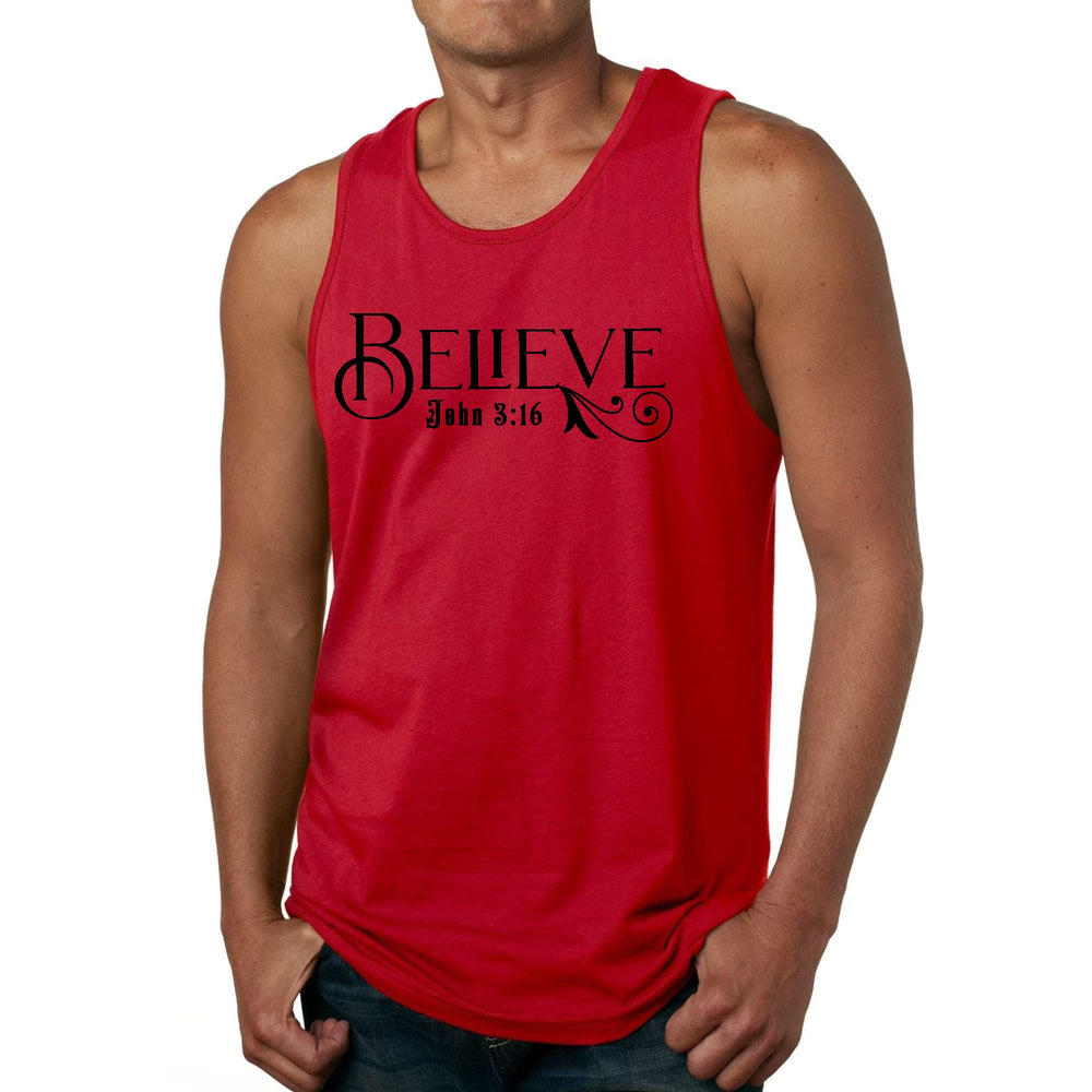 Mens Fitness Tank Top Graphic T-shirt Believe John 3:16 Black - Mens | Tank Tops