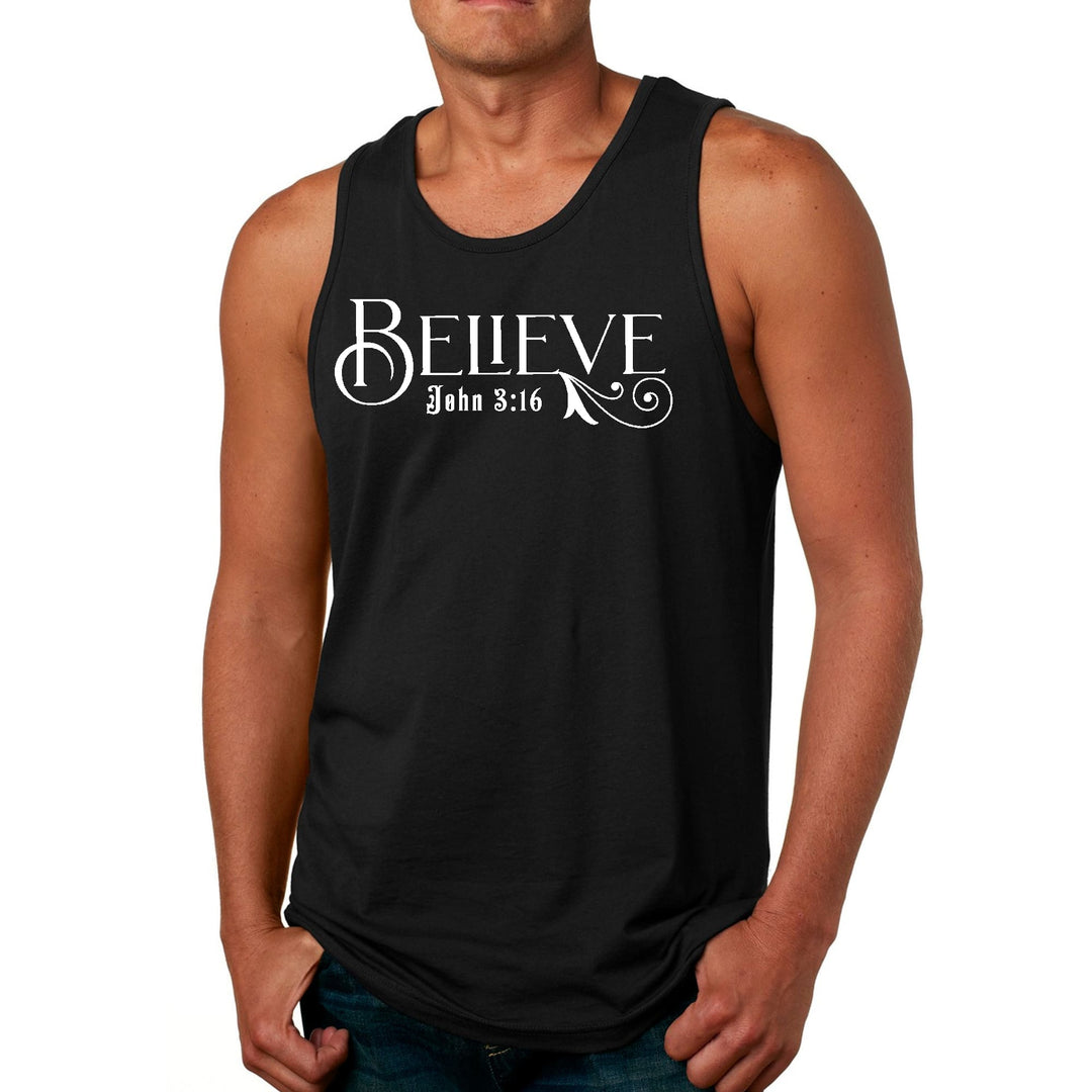 Mens Fitness Tank Top Graphic T-shirt Believe John 3:16 - Mens | Tank Tops