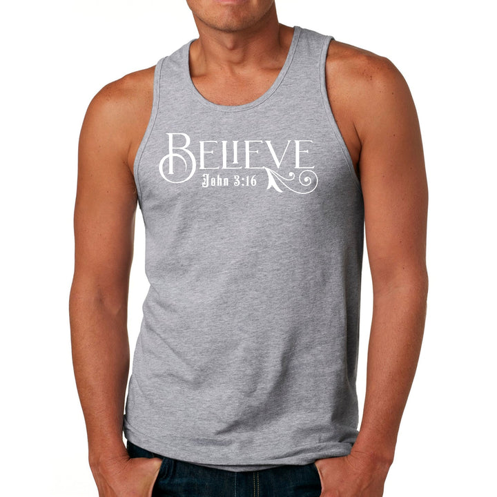 Mens Fitness Tank Top Graphic T-shirt Believe John 3:16 - Mens | Tank Tops