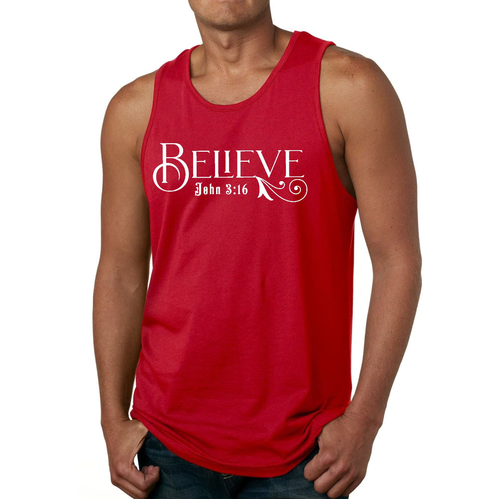 Mens Fitness Tank Top Graphic T-shirt Believe John 3:16 - Mens | Tank Tops