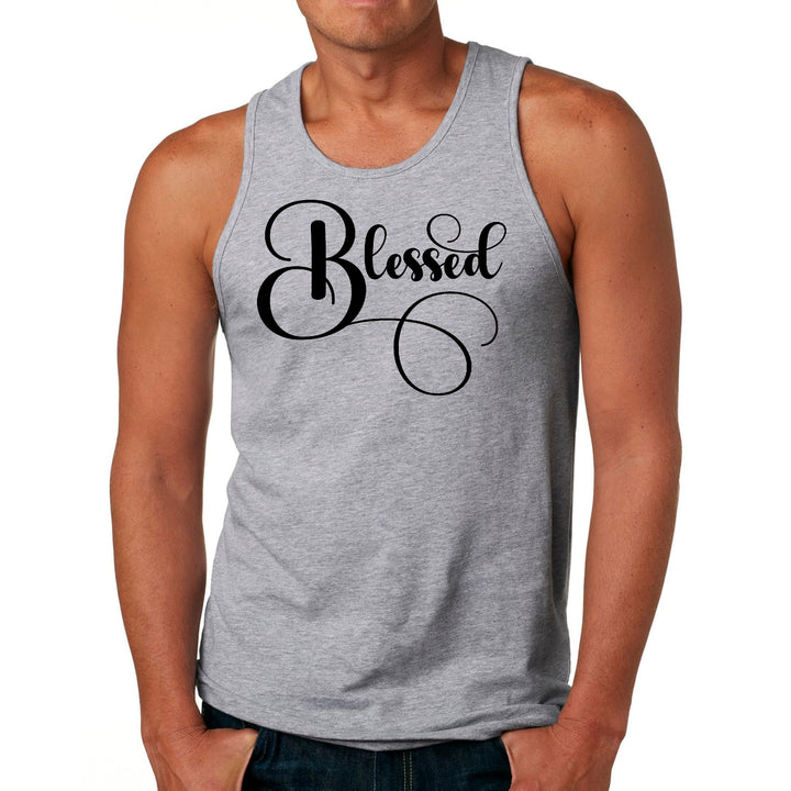 Mens Fitness Tank Top Graphic T-shirt Blessed Black Graphic - Mens | Tank Tops