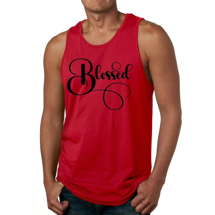 Mens Fitness Tank Top Graphic T-shirt Blessed Black Graphic - Mens | Tank Tops