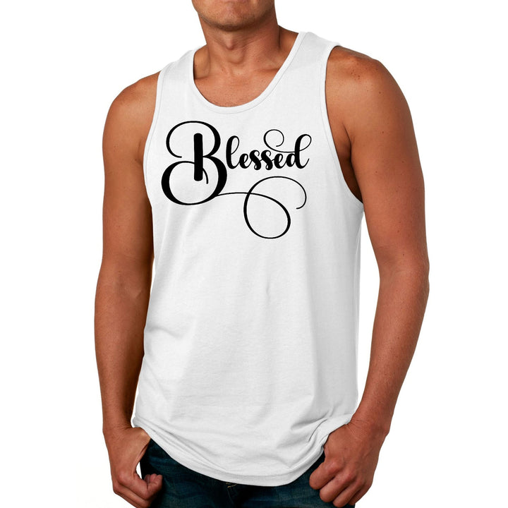 Mens Fitness Tank Top Graphic T-shirt Blessed Black Graphic - Mens | Tank Tops