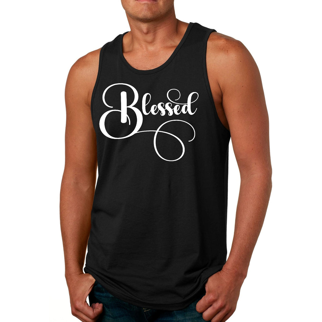 Mens Fitness Tank Top Graphic T-shirt Blessed Graphic Illustration - Mens