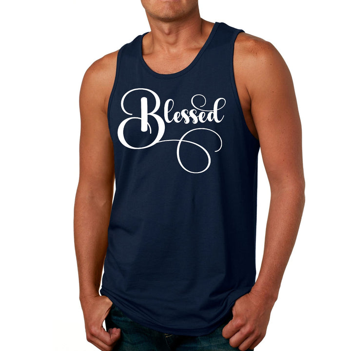 Mens Fitness Tank Top Graphic T-shirt Blessed Graphic Illustration - Mens