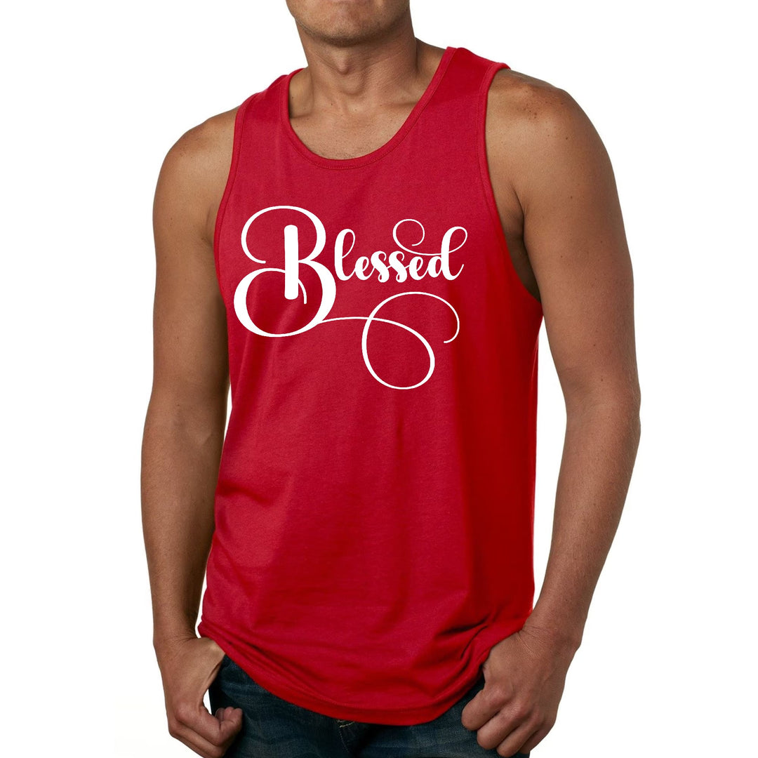 Mens Fitness Tank Top Graphic T-shirt Blessed Graphic Illustration - Mens