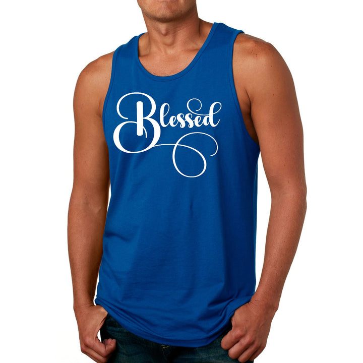 Mens Fitness Tank Top Graphic T-shirt Blessed Graphic Illustration - Mens