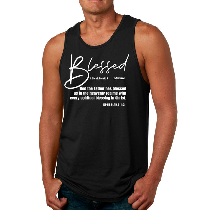 Mens Fitness Tank Top Graphic T-shirt Blessed in Christ - Mens | Tank Tops