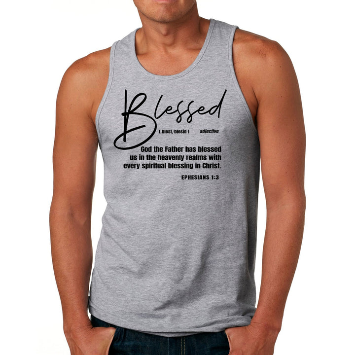 Mens Fitness Tank Top Graphic T-shirt Blessed in Christ - Mens | Tank Tops