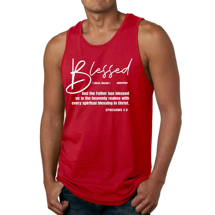 Mens Fitness Tank Top Graphic T-shirt Blessed in Christ - Mens | Tank Tops