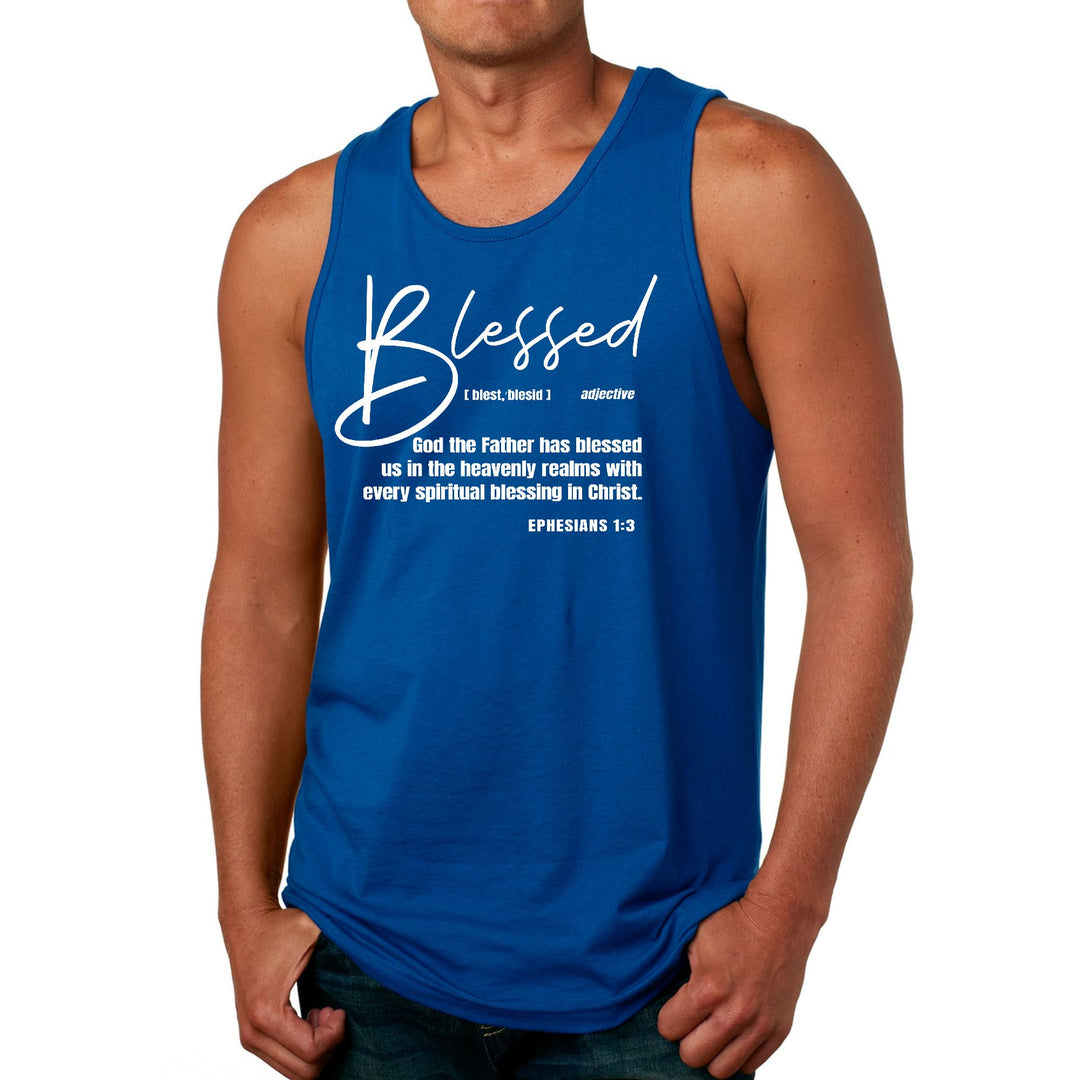 Mens Fitness Tank Top Graphic T-shirt Blessed in Christ - Mens | Tank Tops