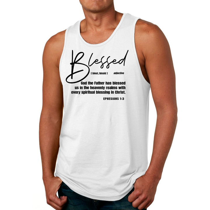 Mens Fitness Tank Top Graphic T-shirt Blessed in Christ - Mens | Tank Tops