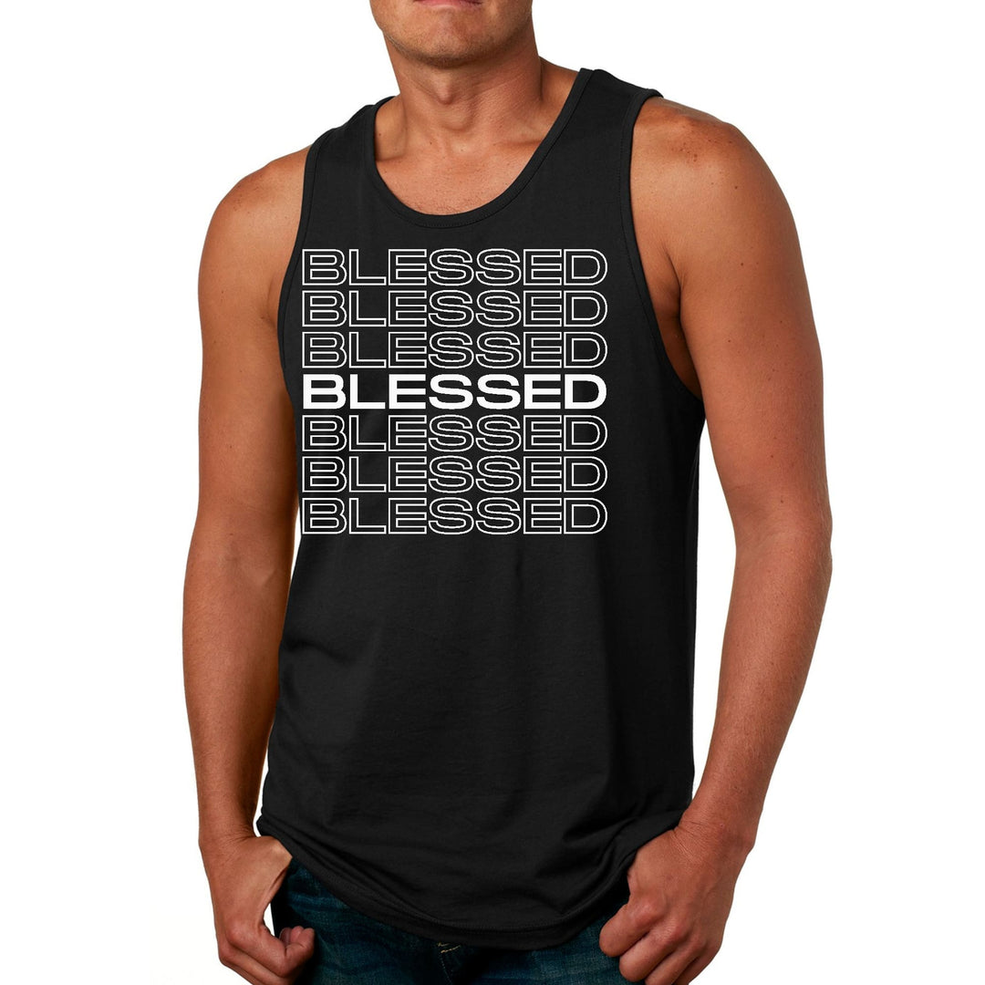 Mens Fitness Tank Top Graphic T-shirt Blessed Stacked Print - Mens | Tank Tops