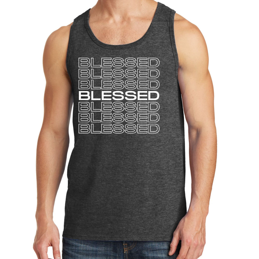 Mens Fitness Tank Top Graphic T-shirt Blessed Stacked Print - Mens | Tank Tops