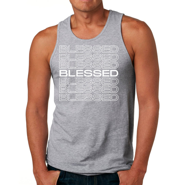 Mens Fitness Tank Top Graphic T-shirt Blessed Stacked Print - Mens | Tank Tops