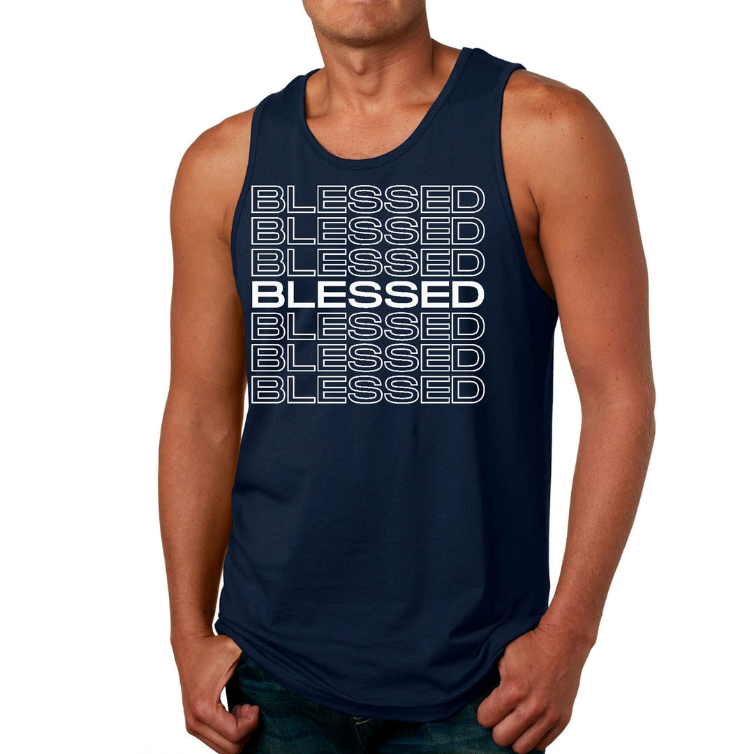 Mens Fitness Tank Top Graphic T-shirt Blessed Stacked Print - Mens | Tank Tops